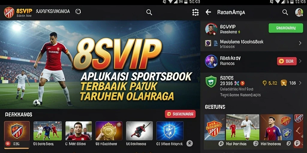 Tampilan aplikasi 8SVIP dengan berbagai pilihan taruhan olahraga.