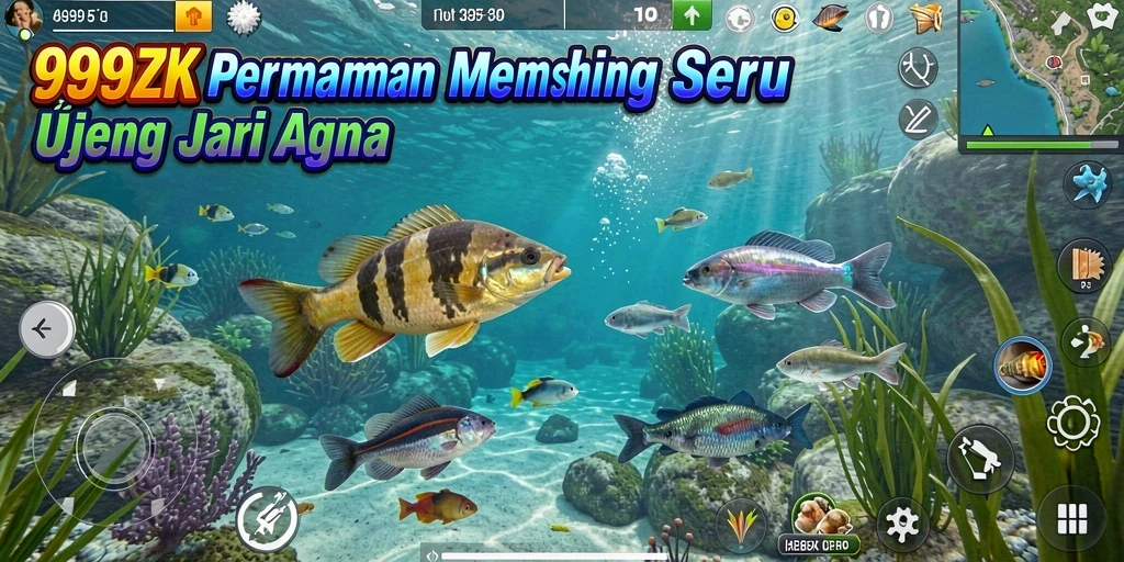 Tampilan gameplay 999ZK dengan berbagai aktivitas memancing yang menarik.
