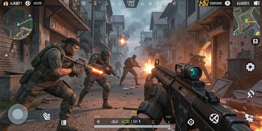 Screenshot AJAIB11 menunjukkan aksi menegangkan dalam pertempuran FPS.