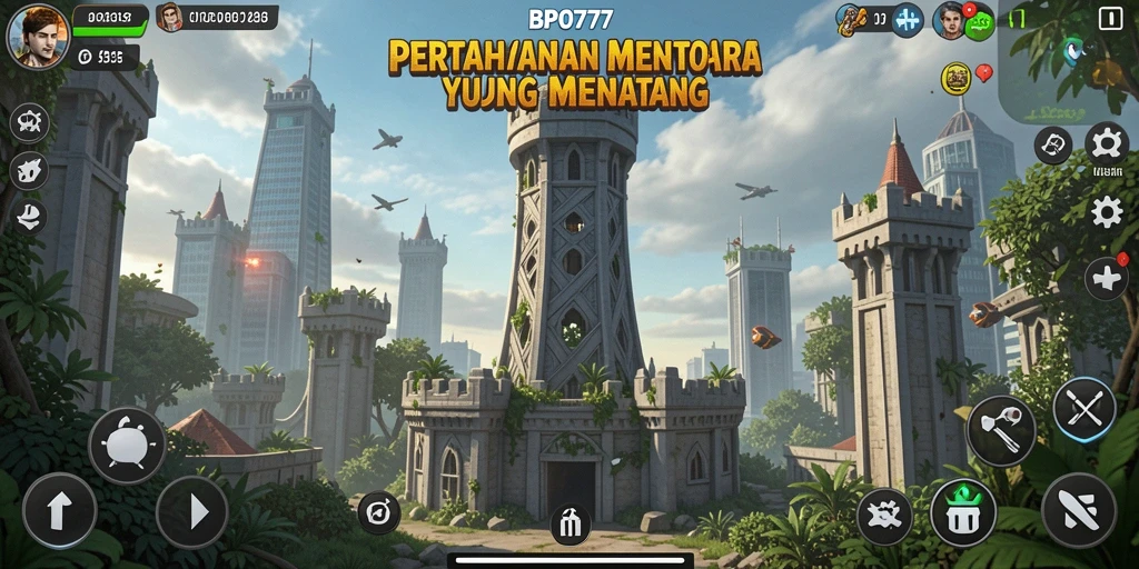 Tampilan penuh aksi gameplay Tower Defense BPO777.