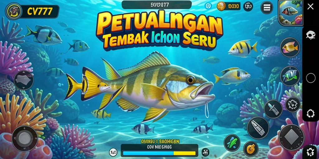 Tampilan gameplay CV777 yang menakjubkan saat menembak ikan di dunia bawah laut.