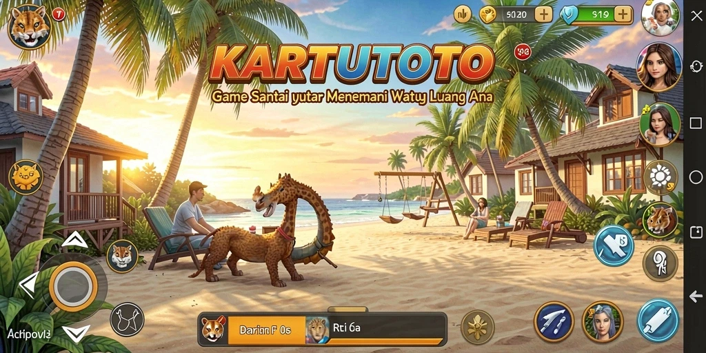 Tampilan gameplay menarik dari KARTUTOTO dengan karakter lucu.