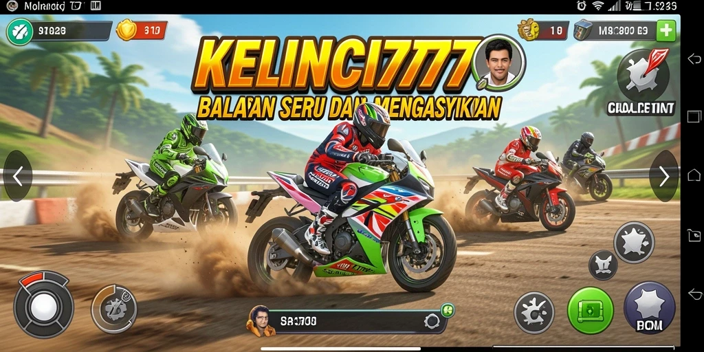 Gameplay KELINCI777 yang mendebarkan di lintasan balap motor.