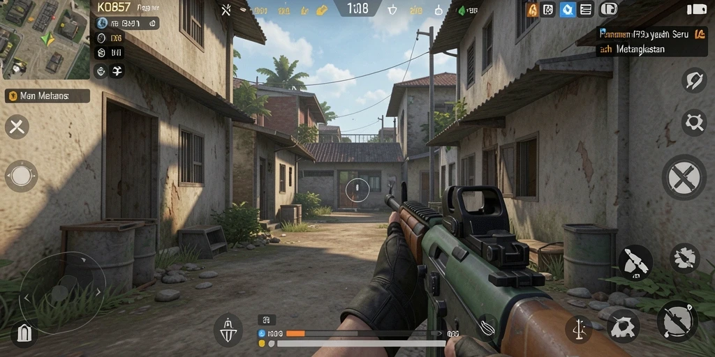 Screenshot KO857 menampilkan aksi intens dalam permainan FPS.