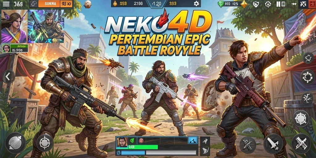 Screenshot NEKO4D menampilkan aksi Battle Royale yang seru dan mendebarkan.