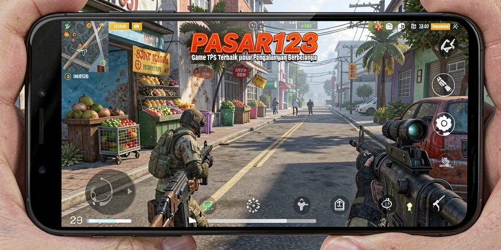 Tangkapan layar utama PASAR123 menampilkan gameplay seru saat berbelanja.