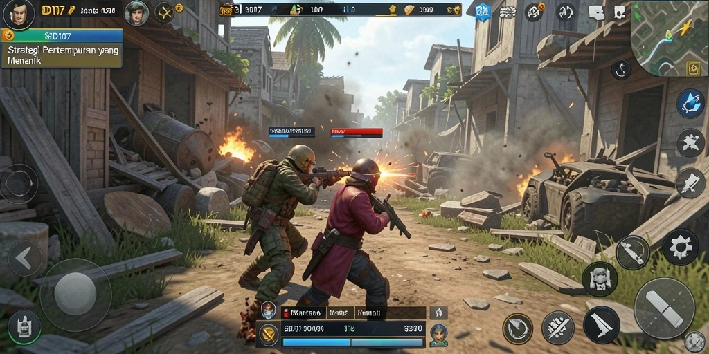 Tangkapan layar gameplay SD107 yang menunjukkan pertempuran strategis.