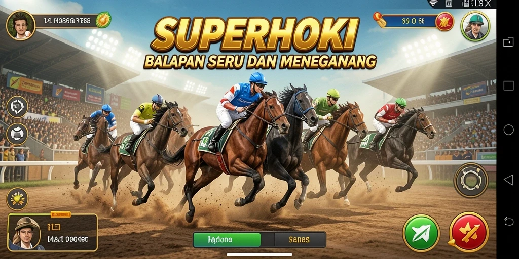 Tampilan gameplay SUPERHOKI yang seru dan penuh aksi balapan.