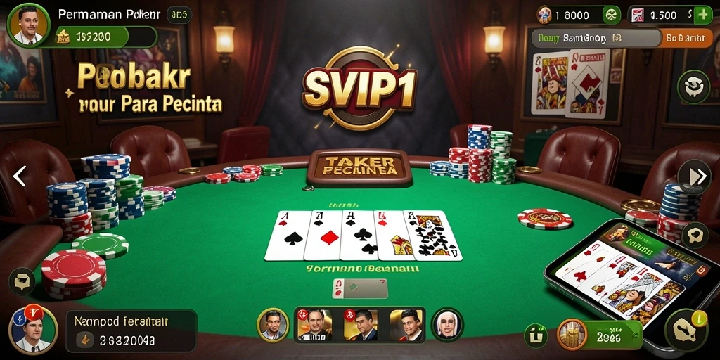 Screenshot gameplay SVIP1 menunjukkan suasana kompetitif permainan poker.