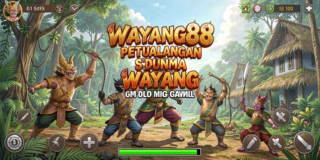 Tampilan gameplay seru dengan karakter wayang yang ikonik.